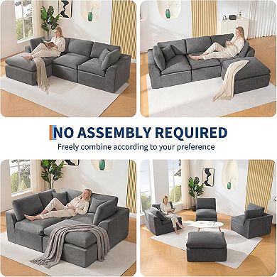 Modular sectional sofa, 110-inch foam compression, deep seat combination