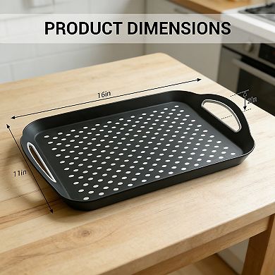 Non-Slip Tray with Handle, Dual Rubber Grip, Multipurpose for Dining, Reusable & Easy to Clean
