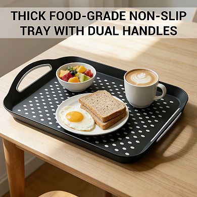 Non-Slip Tray with Handle, Dual Rubber Grip, Multipurpose for Dining, Reusable & Easy to Clean