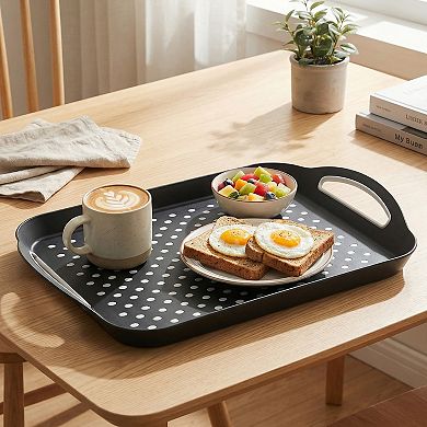 Non-Slip Tray with Handle, Dual Rubber Grip, Multipurpose for Dining, Reusable & Easy to Clean