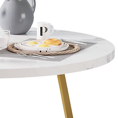 3-Piece Round Dining Table Set, Space Saving 2-Person Kitchen Table with Upholstered Chairs