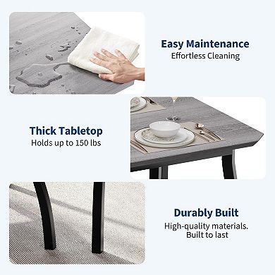 Dining Table Set for 4, with Chamfered Edge & Cushion Seats, Space-Saving for Breakfast Nook
