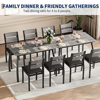 Dining Table Set for 4, with Chamfered Edge & Cushion Seats, Space-Saving for Breakfast Nook