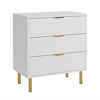 Wood Dresser with 3 Drawers Nightstand Storage Cabinet with Metal Handles