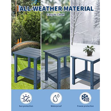 All-Weather HDPE Adirondack Patio Side Table, 2-Tier Outdoor End Table, Durable & Easy Maintenance