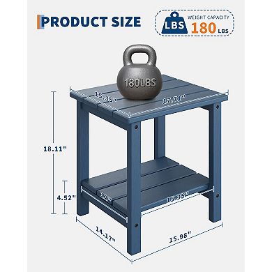All-Weather HDPE Adirondack Patio Side Table, 2-Tier Outdoor End Table, Durable & Easy Maintenance