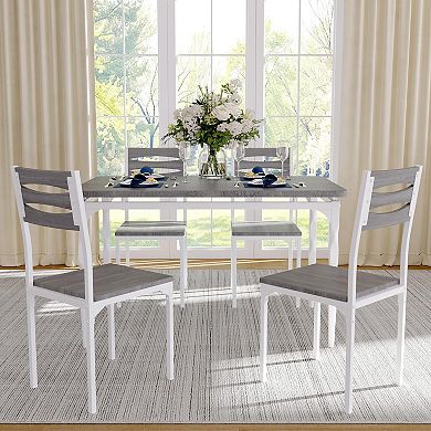 5 Piece Dining Table Set for 4, Industrial Style Dining Table and Chairs Set for 4