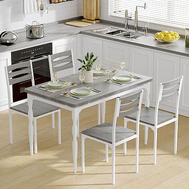 5 Piece Dining Table Set for 4, Industrial Style Dining Table and Chairs Set for 4
