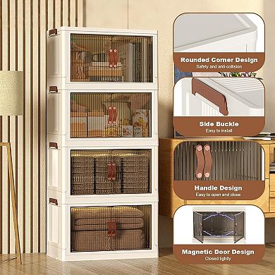 4 Tier Plastic Storage Box with Lid, Plastic Collapsible Folding Storage Box, for Toys,Clothes