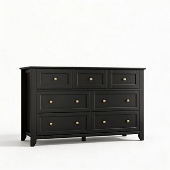 7-Drawer Dresser with Deep Drawers, Modern Wooden Chest of Drawers for Entryway, or Hallway