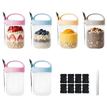 16oz Overnight Oats Containers, 6 Pack Mouth Mason Jars, Overnight Oats Jars for Salad, Cereal
