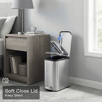 Compact Stainless Steel Trash Can, Removable Inner Bucket, Durable Pedal, Portable Handle