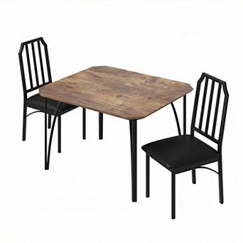Versatile Dining Table Set for 2, Kitchen and Dining Room Furniture, Rectangular Wood & Metal Table