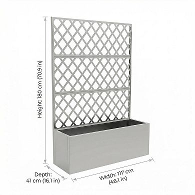Mobile Galvanized Steel Raised Garden Bed Kit with Trellis & Privacy Screen for Vegetables, Flowers