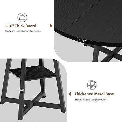 Modern Dining Table, Sturdy Wood Top & Metal Base, Ideal for Kitchen or Dining Room, Seats 4-8