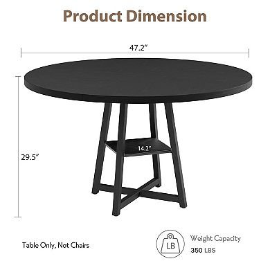 Modern Dining Table, Sturdy Wood Top & Metal Base, Ideal for Kitchen or Dining Room, Seats 4-8