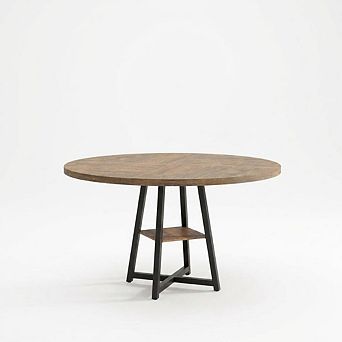 Modern Dining Table, Sturdy Wood Top & Metal Base, Ideal for Kitchen or Dining Room, Seats 4-8