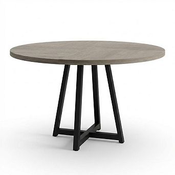 Modern Dining Table, Sturdy Wood Top & Metal Base, Ideal for Kitchen or Dining Room, Seats 4-8