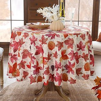 Fall Round Tablecloth 70 Inch Thanksgiving Autumn Harvest Farmhouse Table Cover