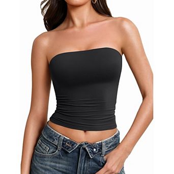 Avidlove Tube Tops for Women Going Out Tops Double Lined Crop Bandeau Strapless Basic Tank Top