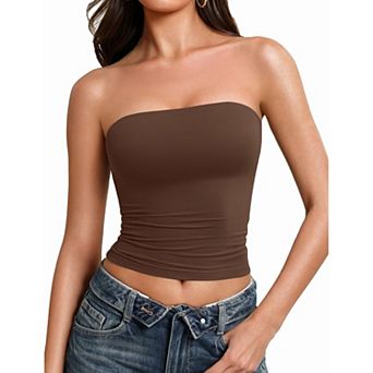 Avidlove Tube Tops for Women Going Out Tops Double Lined Crop Bandeau Strapless Basic Tank Top