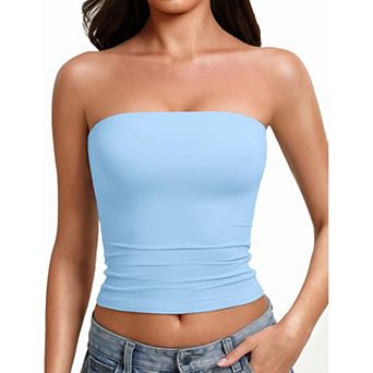 Avidlove Tube Tops for Women Going Out Tops Double Lined Crop Bandeau Strapless Basic Tank Top