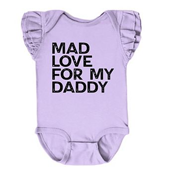 Mad Love For My Daddy Distressed - Infant Girl's Flutter Sleeve Bodysuit