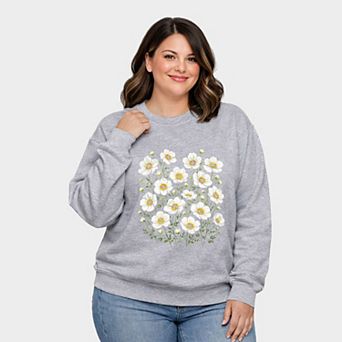 Watercolor Daisies - Women's Plus Sized Graphic Sweatshirt