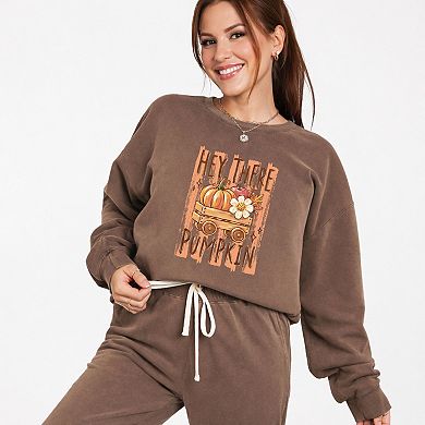 Hey There Pumpkin Stripes - Women's Lightweight Garment Dyed Sweatshirt