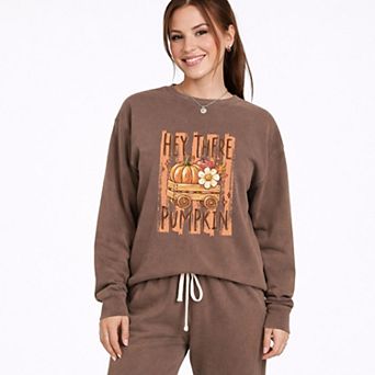 Hey There Pumpkin Stripes - Women's Lightweight Garment Dyed Sweatshirt