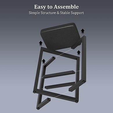Bar Stools Set, Upholstered Barstools, Counter Height Barstools with PU Leather for Dining Room
