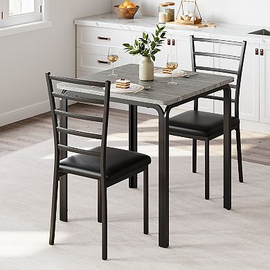3 Piece Dining Table Set for 2, Modern Table with Chairs, Compact Breakfast Nook Furniture for Home