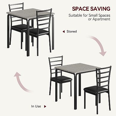 3 Piece Dining Table Set for 2, Modern Table with Chairs, Compact Breakfast Nook Furniture for Home