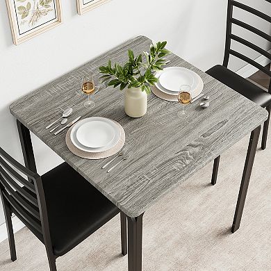 3 Piece Dining Table Set for 2, Modern Table with Chairs, Compact Breakfast Nook Furniture for Home