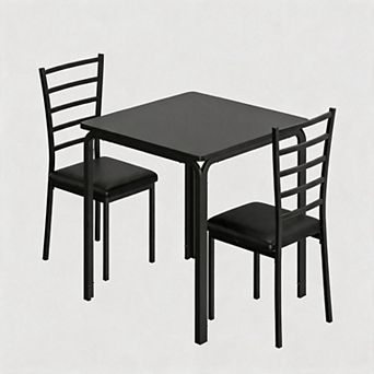 3 pc Dining Table Set for 2, Modern Table with Chairs, Compact Breakfast Nook Furniture for Home