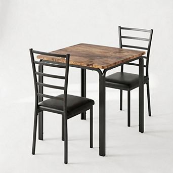 3 pc Dining Table Set for 2, Modern Table with Chairs, Compact Breakfast Nook Furniture for Home