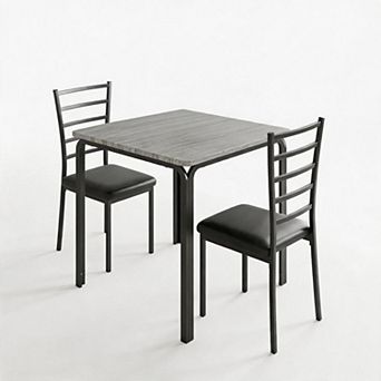 3 pc Dining Table Set for 2, Modern Table with Chairs, Compact Breakfast Nook Furniture for Home