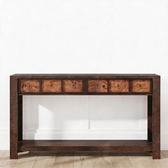 Farmhouse Console Table, Wooden Dining Table, 2 Drawers, Open Shelf, for Slim Entryway, Sofa Table