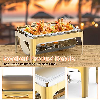Roll Top Chafing Dish with Visible Lid, 9QT Stainless Steel Catering Food Warmer for Hotels & Events