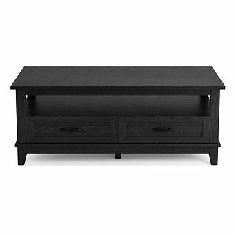 47.2" Modern Coffee Table, Farmhouse Wood Storage Table with Drawers and Open Shelf