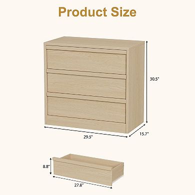 3 Drawer Nightstand with Storage, 30in Modern End Table with Anti-Tip Design