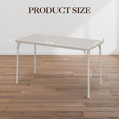 Portable Rectangle Folding Table, Scratch & Stain Resistant with Anti-Slip Feet, No Assembly