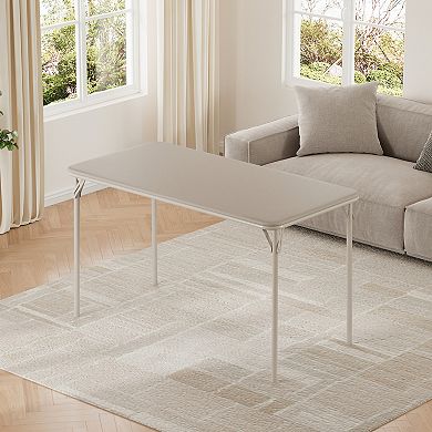 Portable Rectangle Folding Table, Scratch & Stain Resistant with Anti-Slip Feet, No Assembly