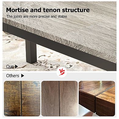 Industrial Dining Table for 6, Spacious 70 Inch Rectangle Wood Surface, Metal Legs, Modern Design