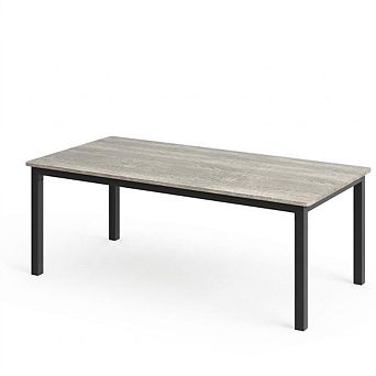 Industrial Dining Table for 6, Spacious 70 Inch Rectangle Wood Surface, Metal Legs, Modern Design