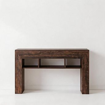 63" Farmhouse Console Table with Storage Shelves, Long Narrow Sofa Table for Entryway, Hallway
