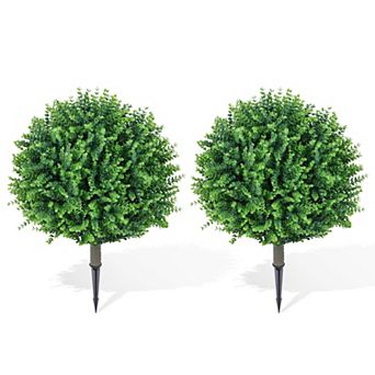 Artificial Rose Eucalyptus Topiary Ball Trees, UV Resistant Faux Boxwood Shrubs, Fake Evergreen Plan