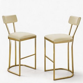 Counter Height Bar Stools Set of 2, Soft Upholstered Seat for Kitchen Island Home