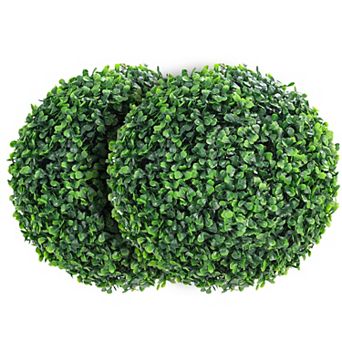 2 pc Artificial Plant Topiary Balls, Faux Boxwood Balls, Fake Green Plants Decorative Spheres