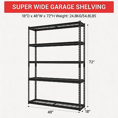 Heavy Duty Garage Shelving Unit, Adjustable Metal Storage Rack, 2500 lbs Capacity